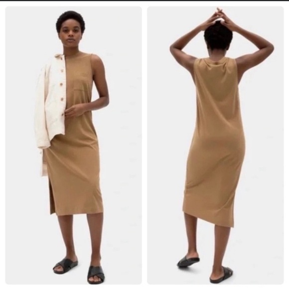 Everlane Weekend Pocket Tee Midi Dress - Brown - Picture 1 of 5